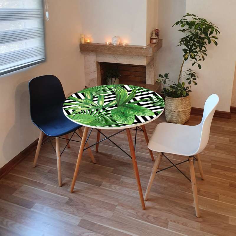 میز ناهارخوری مدل گرد طرح تروپیکال کد GL-09