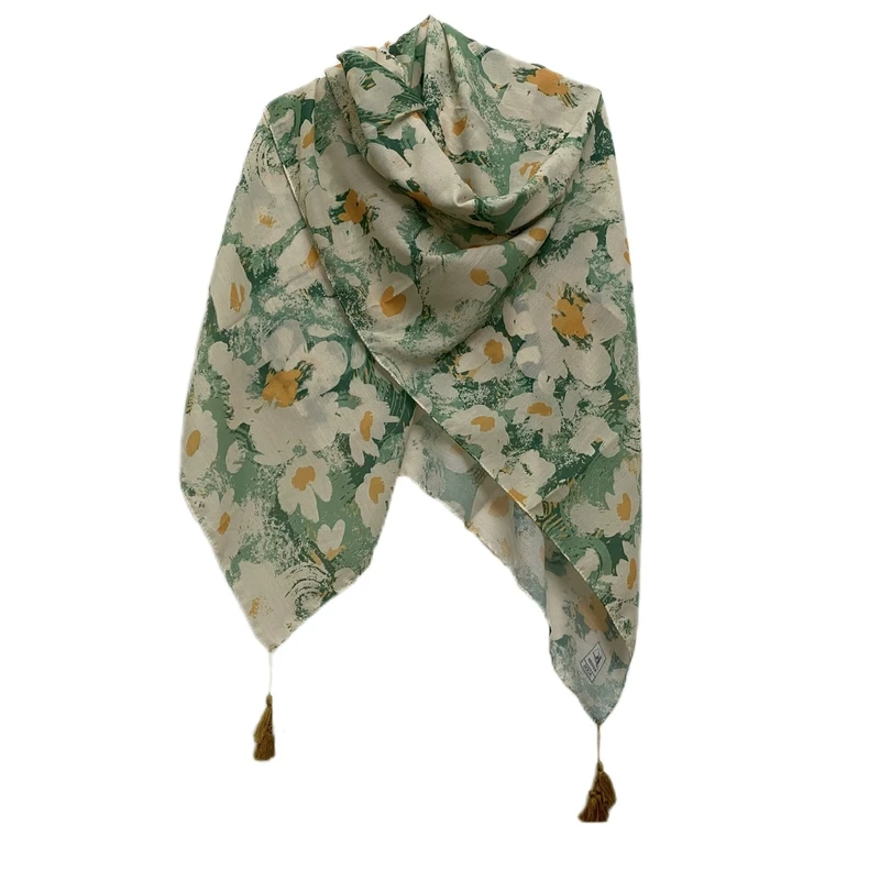 روسری زنانه مدل نخ اسپان منگوله دار کد A006