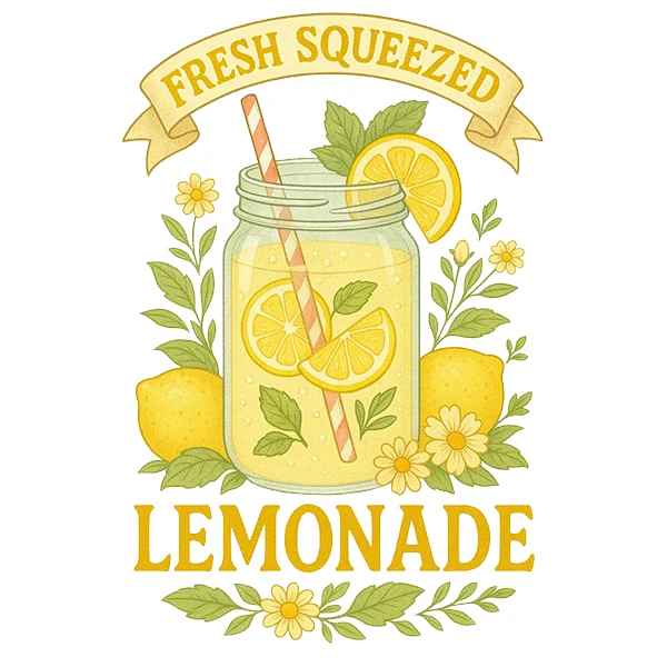   استیکر پارچه و لباس پاد آفرین طرح لیموناد کد 2608