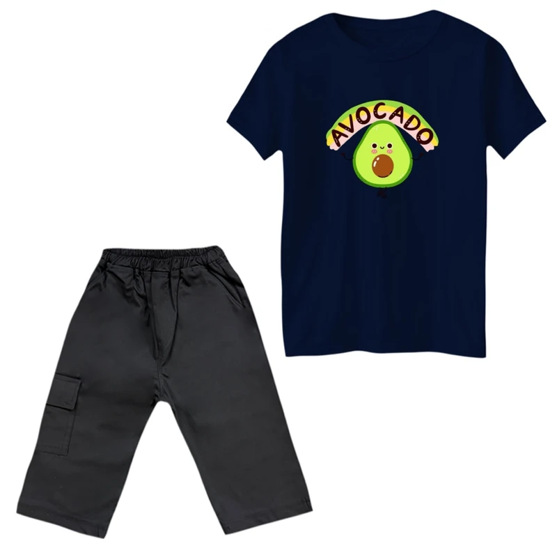 ست تی‌شرت و شلوارک دخترانه مدل آووکادو تپل