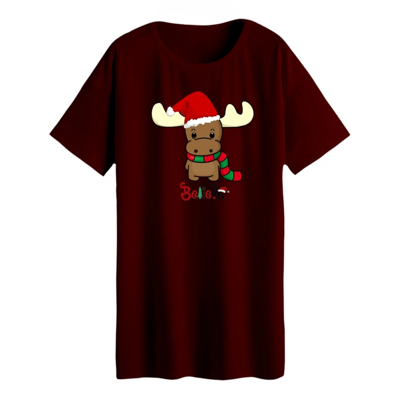 تی شرت لانگ زنانه مدل گوزن کریسمس کد 3