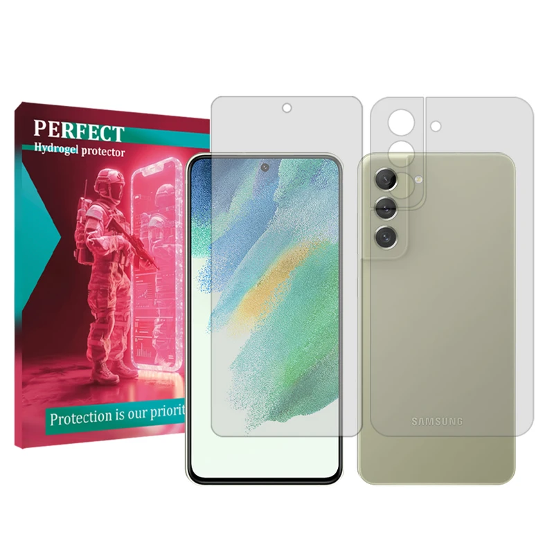 محافظ صفحه نمایش شفاف پرفکت مدل Tough مناسب برای گوشی موبایل سامسونگ Galaxy S21 FE 5G به همراه محافظ پشت گوشی 