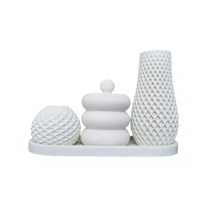 ست سه تکه گلدان و جاشمعی و بانکه مدل میراث به همراه سینی