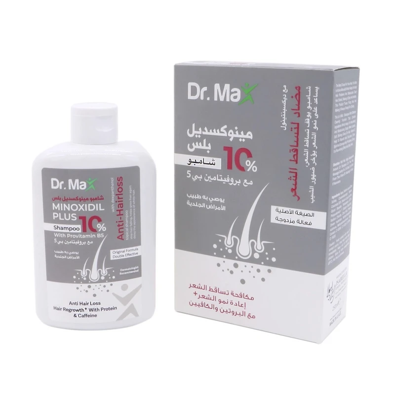 شامپو تقویت کننده و ضد ریزش مو دکتر مکس مدل 10 MINOXIDIL حجم 250 میلی لیتر