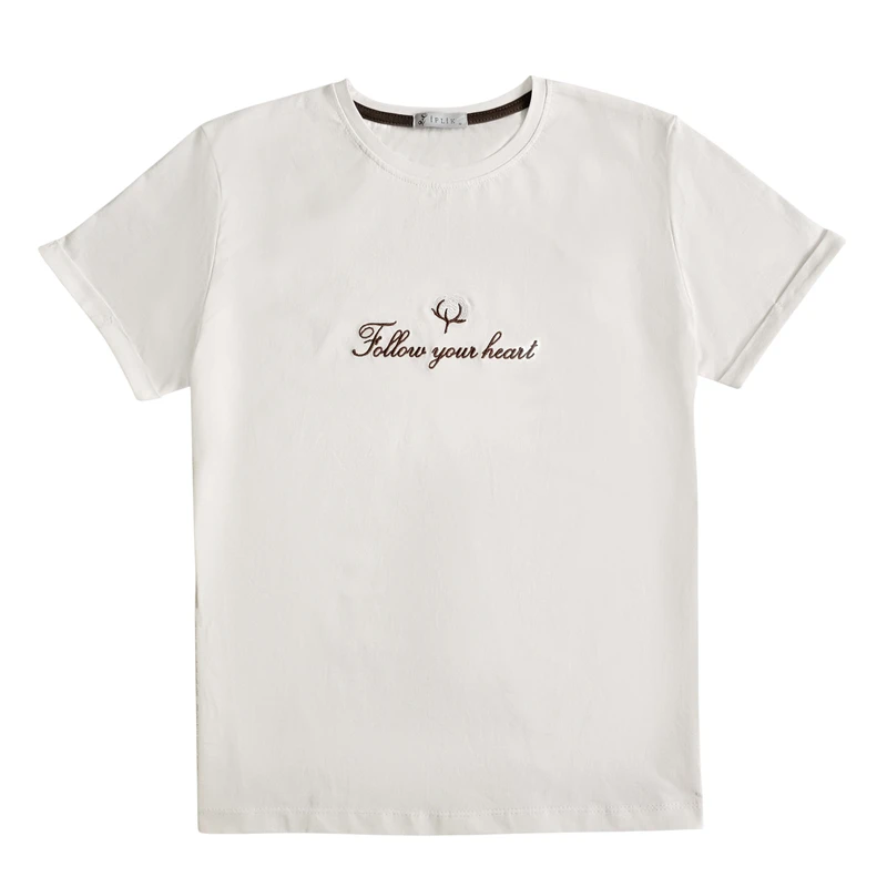 تی‌شرت آستین کوتاه زنانه ایپلیک زی مدل پاکتی گلدوزی کد IP18.1