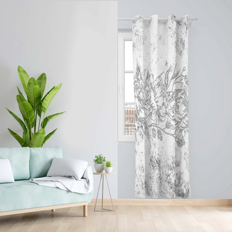 پرده طرح گل مدل مخمل پانچی کد 5191R z سایز 140x200 سانتی متر