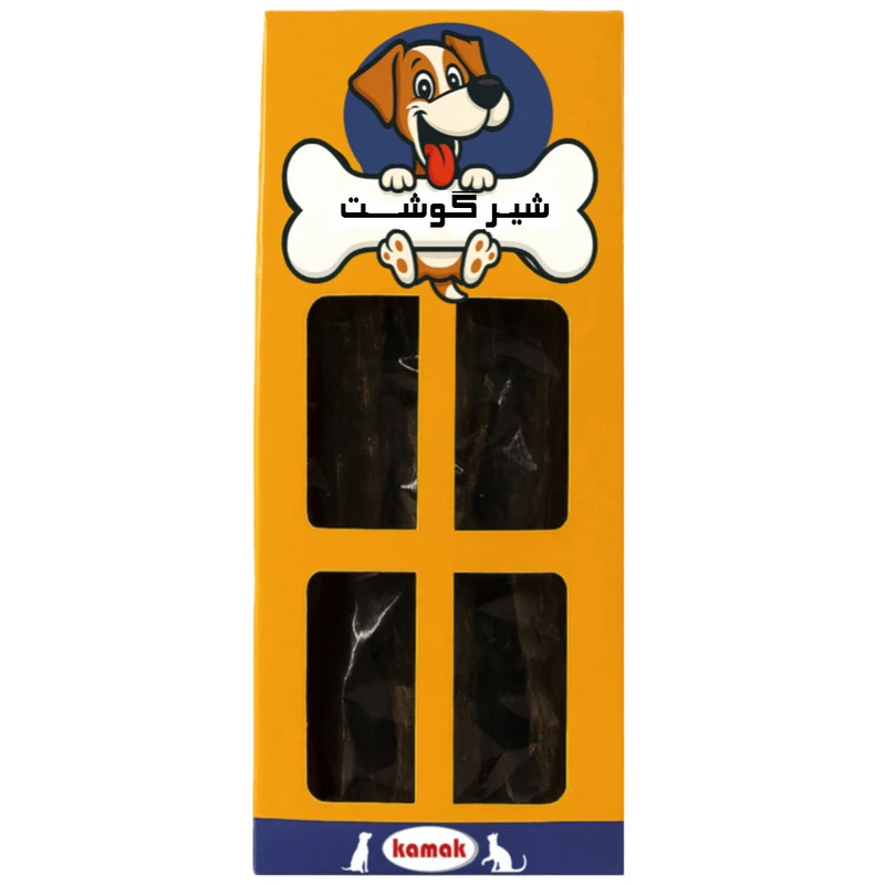 تشویقی سگ کامک مدل شیر گوشت طعم گوشت گاو وزن 100 گرم