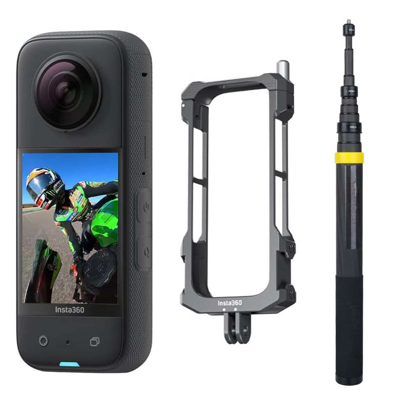 دوربین فیلم برداری ورزشی اینستا 360 مدل insta360 x3 به همراه فریم و منوپاد دوربین فیلم برداری ورزشی اینستا 360 مدل insta360 x3 به همراه فریم و منوپاد