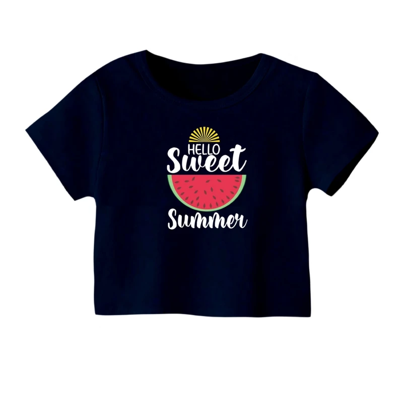 کراپ‌ تی‌شرت آستین کوتاه زنانه مدل هندوانه یلدایی کد 16