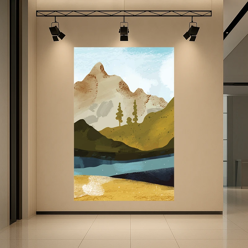 تابلو بوم طرح مخمل نقاشی مدل کوهستان کد AR3059650