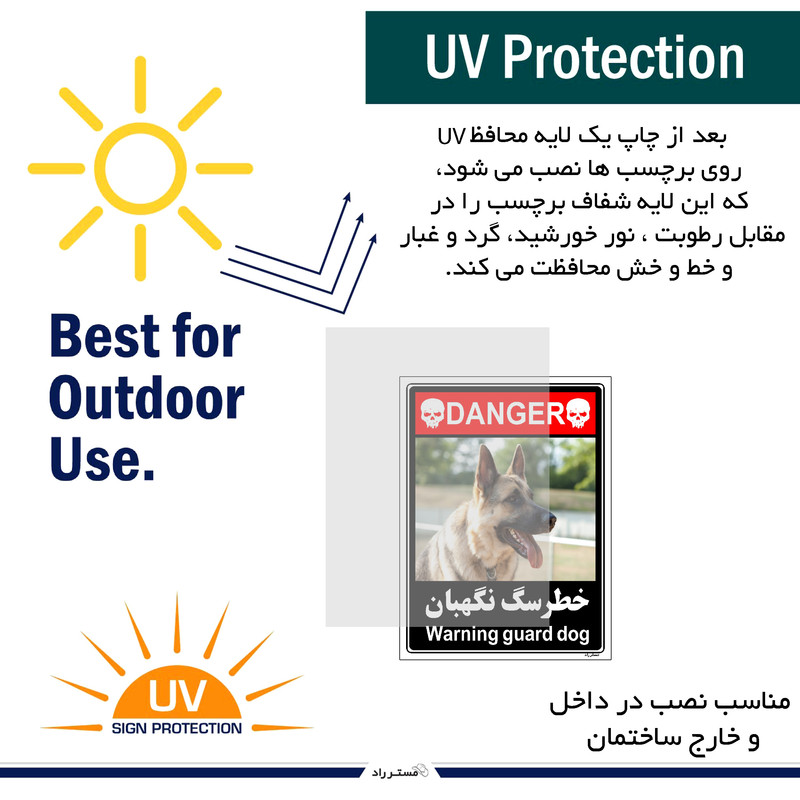 برچسب ایمنی مستر راد طرح خطر سگ نگهبان مدل HSE-OSHA-103