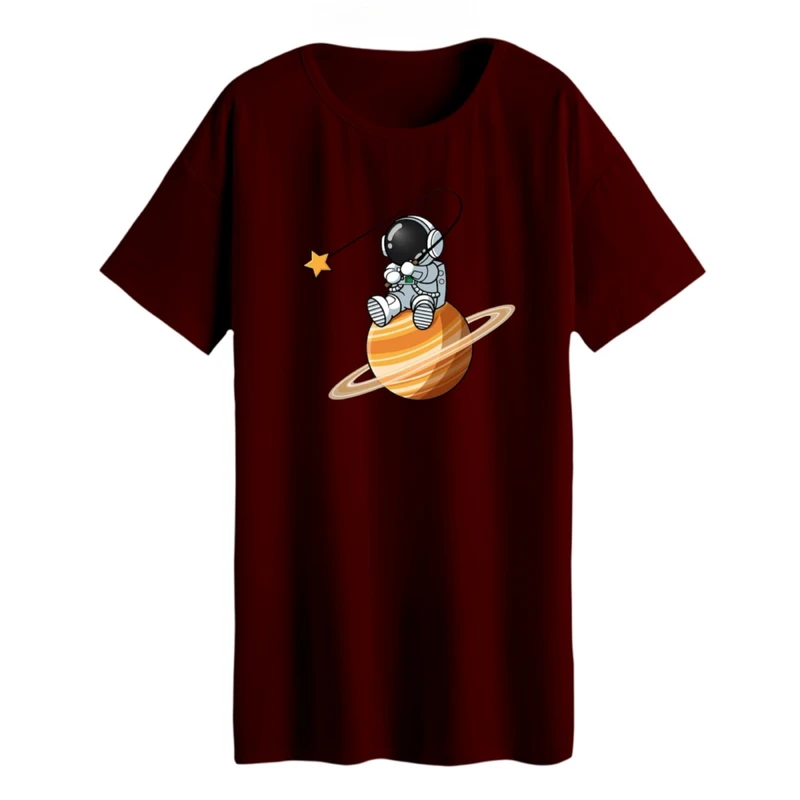 تی شرت لانگ زنانه مدل فضانور کد ۱۰