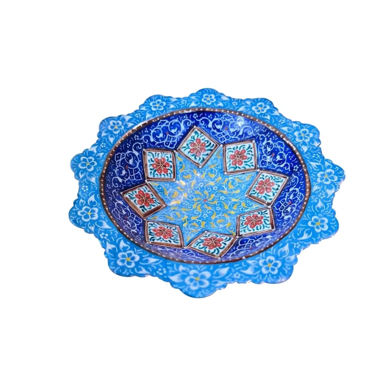کاسه میناکاری مسی میناسرای نیکنامی مدل خورشیدی کد 01