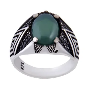 انگشتر نقره مردانه بازرگانی میلادی مدل عقیق رکاب مارکازیت کد AM_212