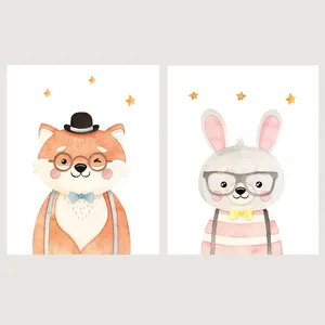  پوستر الفاپ مدل کودک طرح Happy Animals کد 145_02 بسته 2 عددی