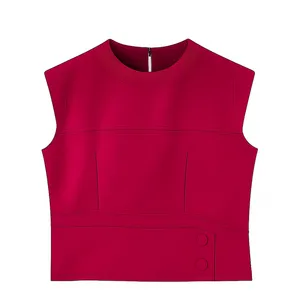 بلوز آستین تا روی شانه یقه گرد زنانه مدل ٢٠٦٤