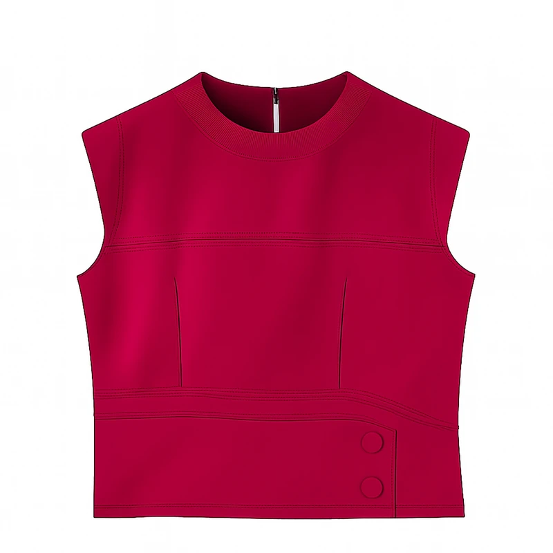 بلوز آستین تا روی شانه یقه گرد زنانه مدل ٢٠٦٤