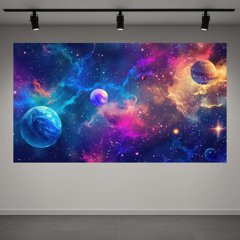 تابلو بوم طرح مخمل منظومه مدل کهکشان رنگی کد AR3059431