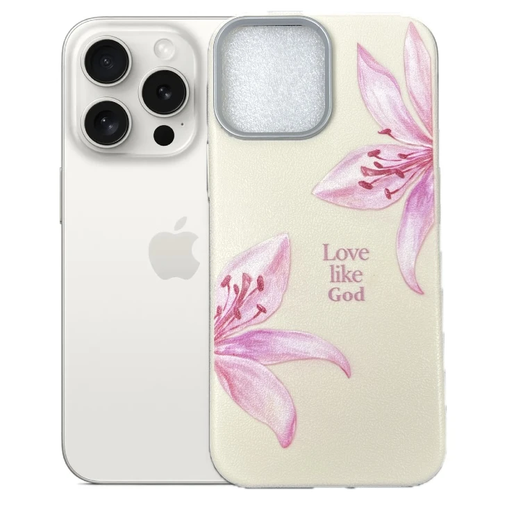 کاور طرح گل سوسن مناسب برای گوشی‌ موبایل اپل iPhone 16 Pro Max