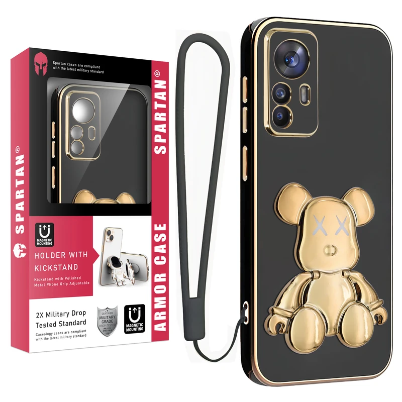 کاور اسپارتان مدل Teddy Bear مناسب برای گوشی موبایل شیائومی Mi 12T / 12T Pro به همراه بند نگهدارنده