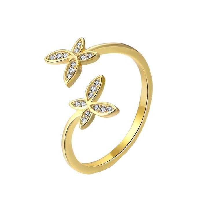 انگشتر طلا 18 عیار زنانه قیراط طرح پروانه کد GH3632