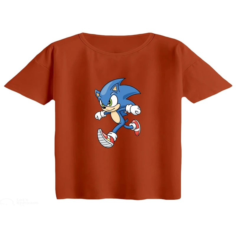 کراپ تی‌شرت آستین کوتاه زنانه مدل سونیک کد 2