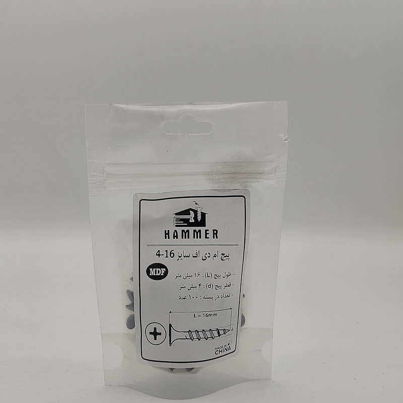 پیچ ام دی اف هامر مدل  4X16mm بسته 100 عددی