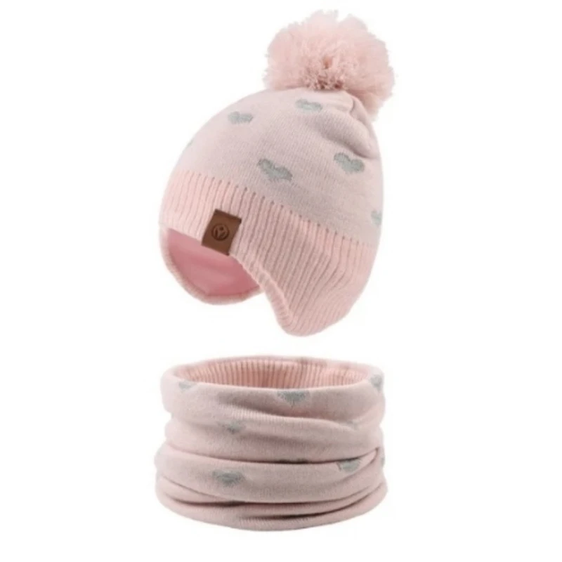  ست کلاه و شال گردن دخترانه مدل Glitter Heart کد 2026