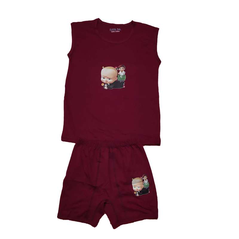 ست تاپ و شلوارک پسرانه مدل بچه رییس