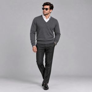 پلیور مردانه پشمی یقه هفت مدل مینرال