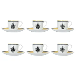 ست فنجان و نعلبکی 12 پارچه 6 نفره چینی زرین ایران مدل قهوه ایتالیا 6 ویلیج درجه عالی