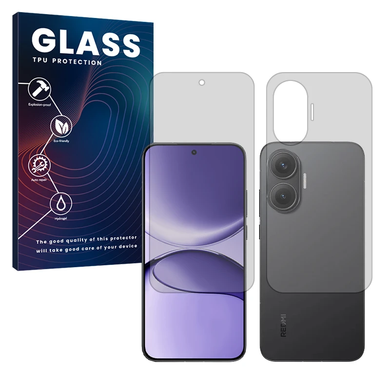 محافظ صفحه نمایش مات گلس مدل هیدروژلی مناسب برای گوشی موبایل شیائومی Redmi Turbo 4 Pro به همراه محافظ پشت گوشی