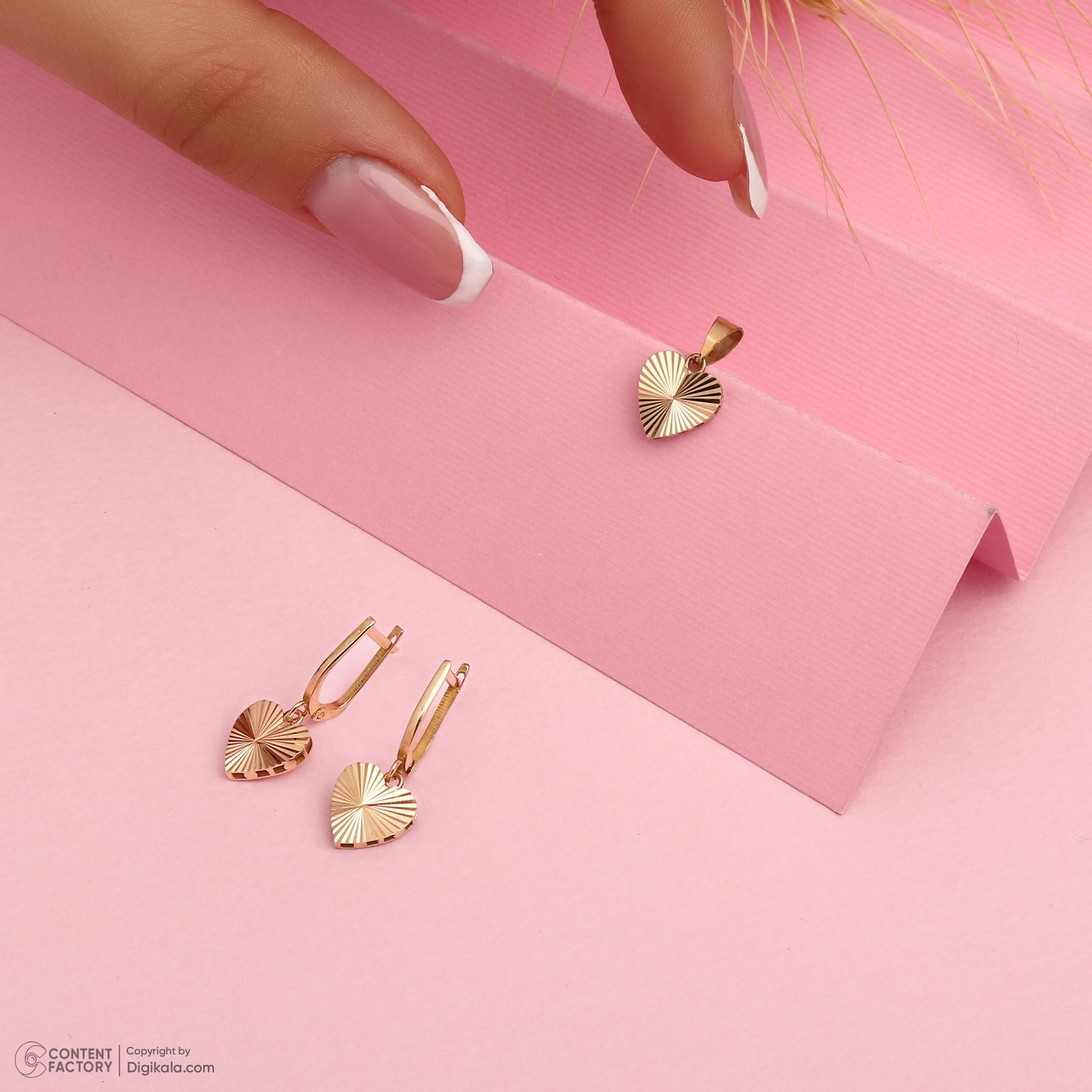 نیم ست طلا 18 عیار زنانه حافا گلد مدل قلب کد nim04 -  - 4