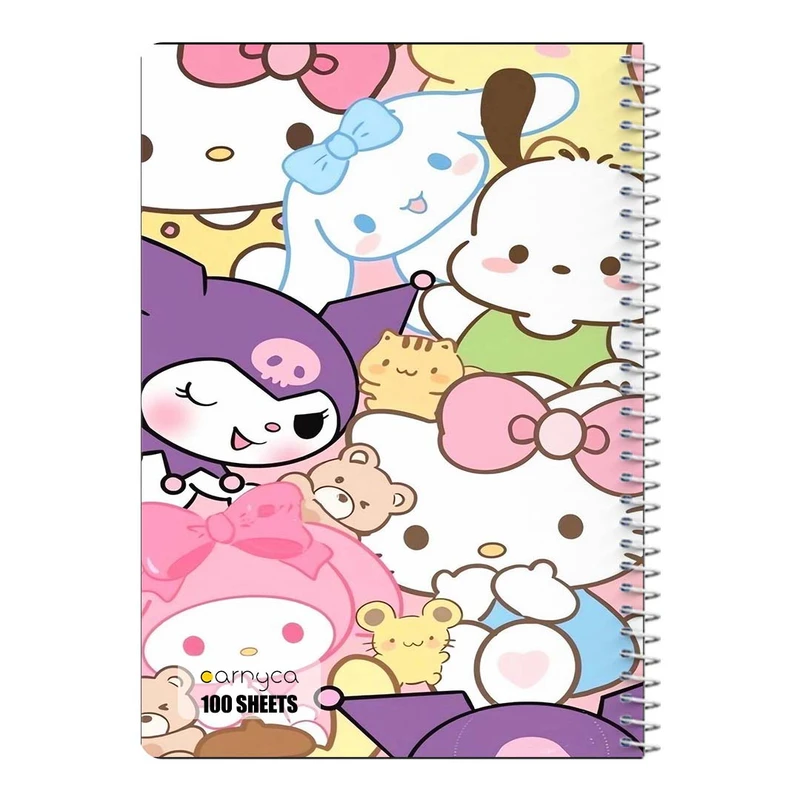دفتر مشق 100 برگ سیمی کارنیکا طرح مای ملودی و کورومی My Melody & Kuromi کد 48473