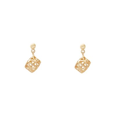 گوشواره میخی طلا 18 عیار زنانه الی گالری مدل گوی و مکعب فیوژن
