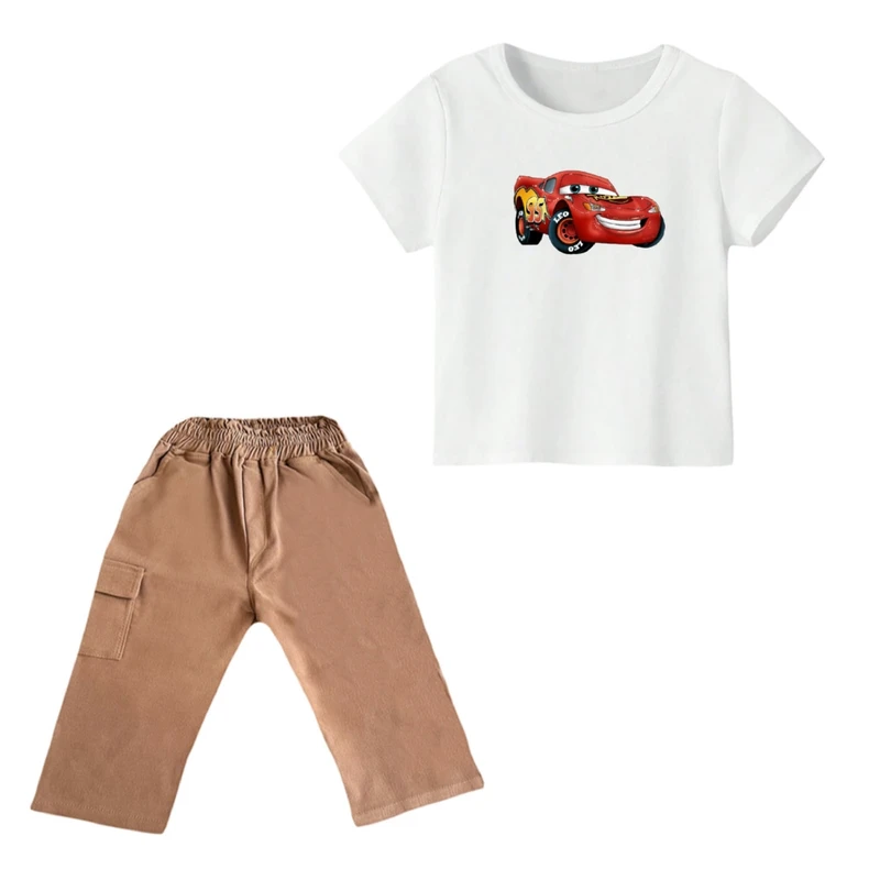 ست تی شرت و شلوارک پسرانه مدل ماشین ها کد ۲