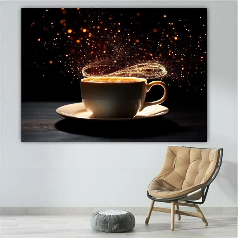پوستر پارچه ای طرح مخمل فنجان قهوه مدل عطر قهوه کد FP104642