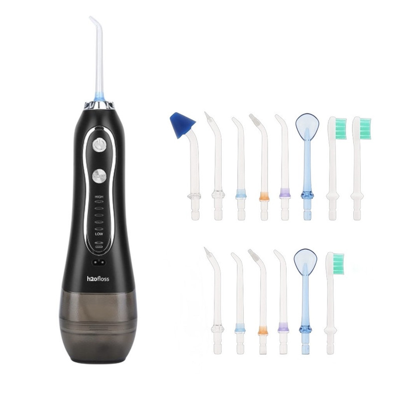 دستگاه شست و شوی دهان و دندان اچ تو اوفلس مدل HF-6 به همراه ۱۴ سری یدک ابعاد بسته بندی 90x110x250 میلی‌متر ظرفیت مخزن 0.3 لیتر