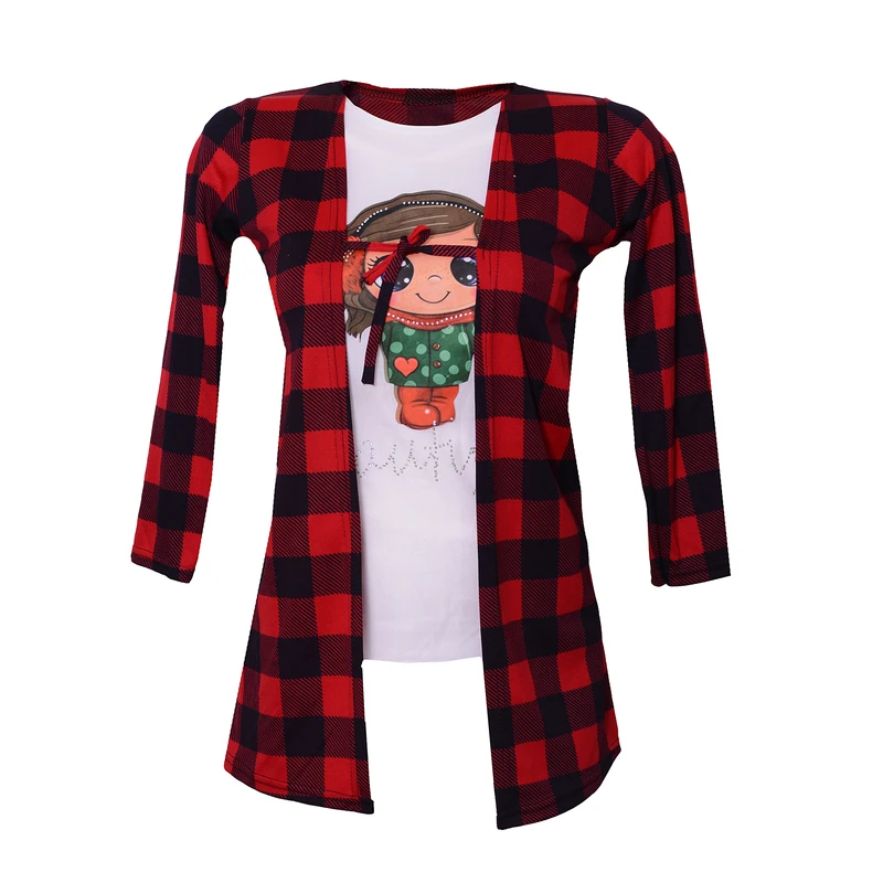 تونیک دخترانه مدل چهار خانه MA-HA8050-TUNIC4KH-GHE رنگ قرمز