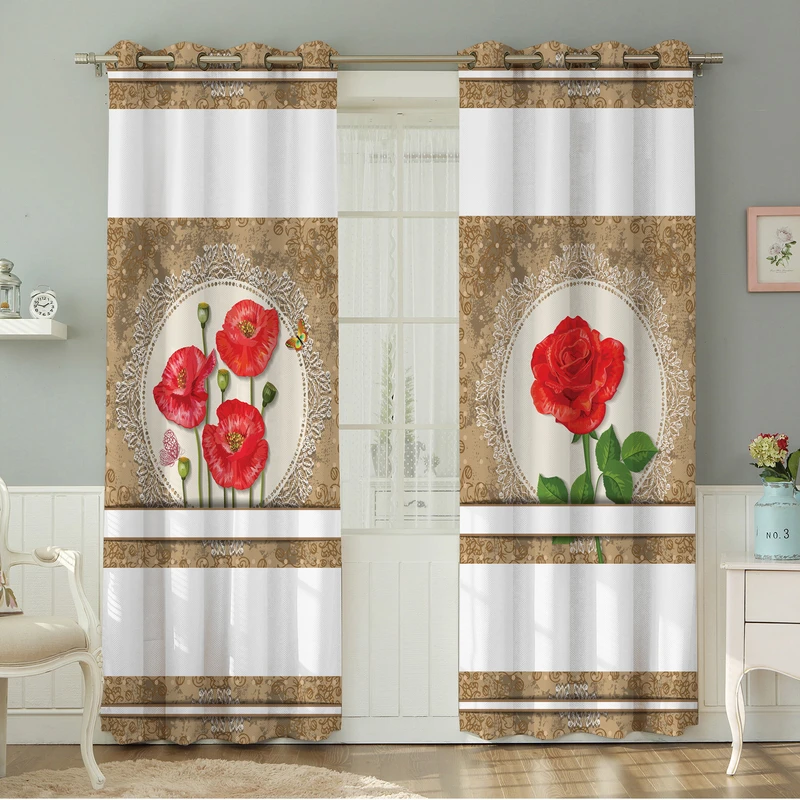 پرده نیروانا طرح گل  مدل هازان کد 4227 سایز 140×280 سانتی متر