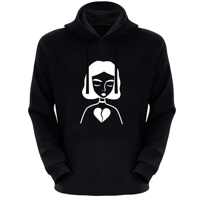 هودی زنانه مدل دخترغمگین F350 رنگ مشکی