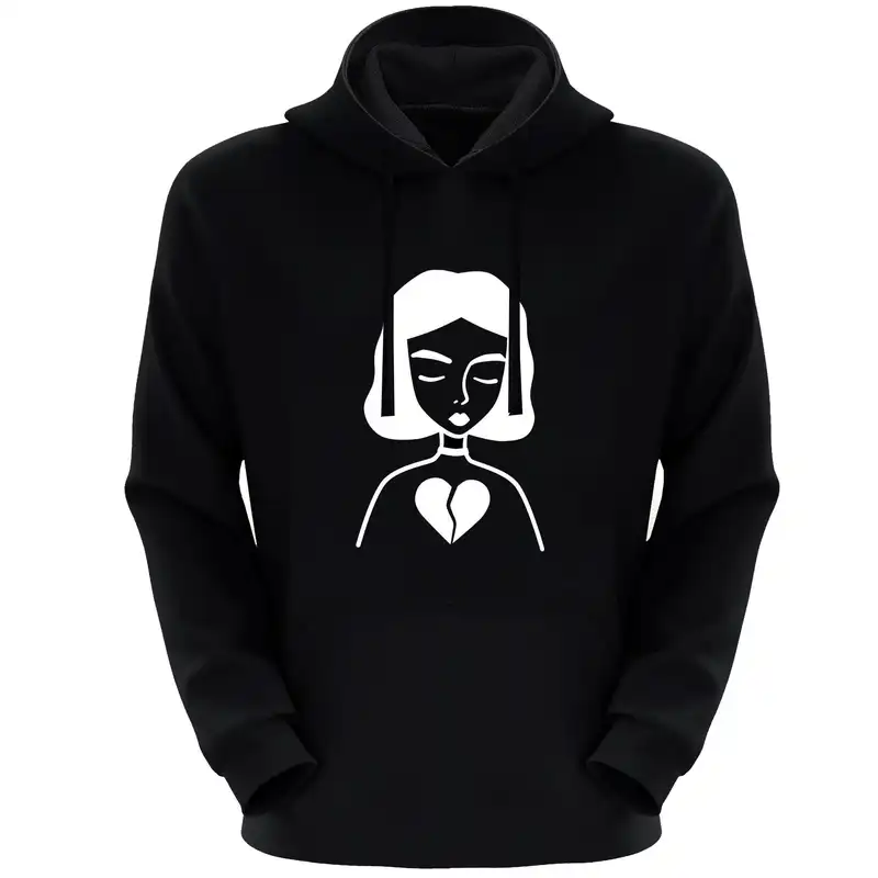 هودی زنانه مدل دخترغمگین F350 رنگ مشکی