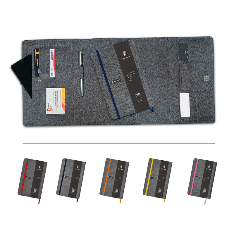 دفتر یادداشت پدیده نقش مدل پارچه ای کد 01 به همراه خودکار بسته 3 عددی