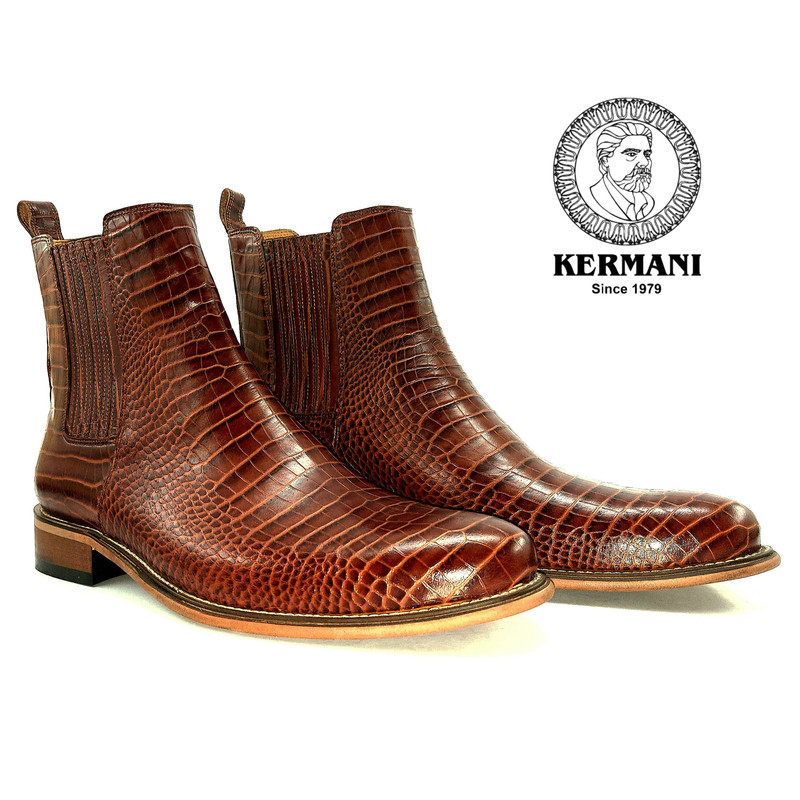 نیم بوت مردانه کرمانی مدل چرم دستدوز طبیعی کد 626 رنگ عسلی
