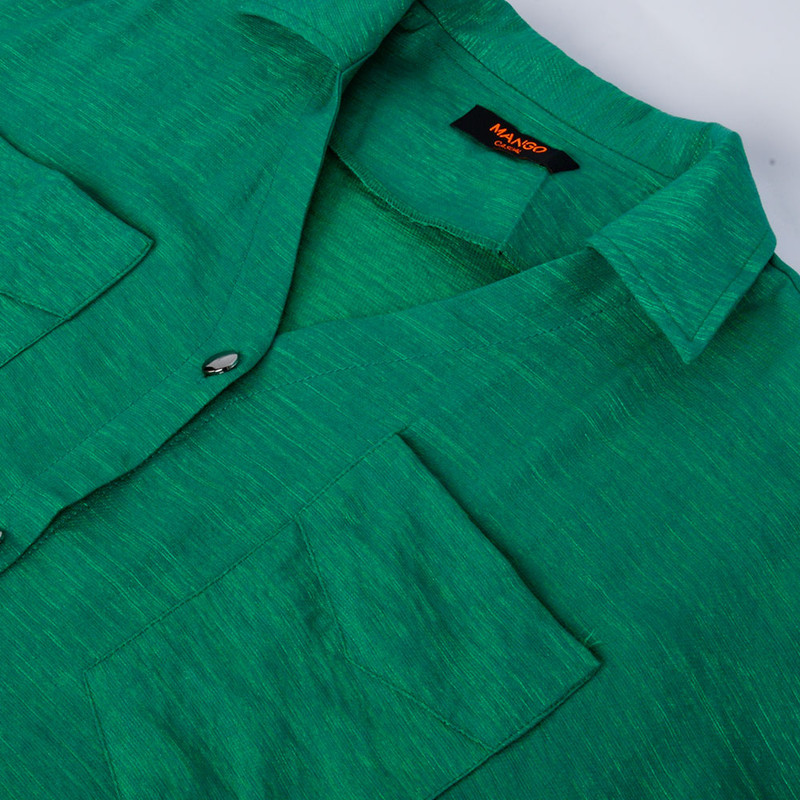 شومیز آستین بلند زنانه مدل 256004512 جیب دار رنگ سبز