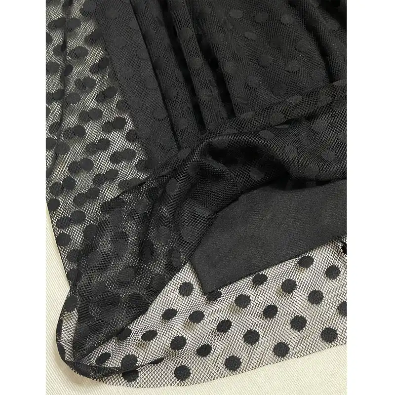 دامن چین‌دار زنانه مدل توری طرح خال خالی