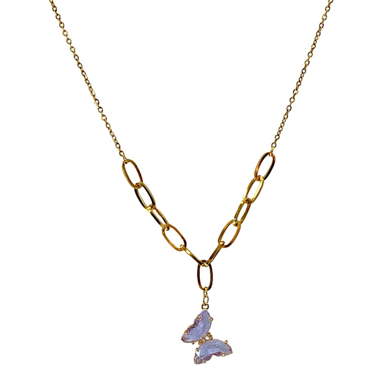 گردنبند دخترانه مدل پروانه کریستالی