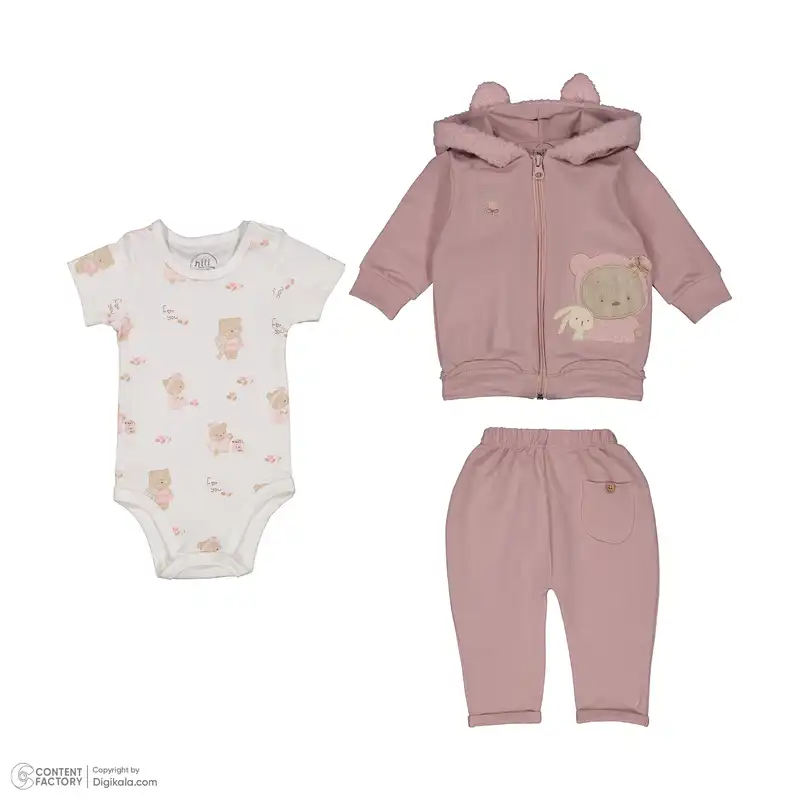 ست 3 تکه لباس نوزادی دخترانه نیلی مدل 4073