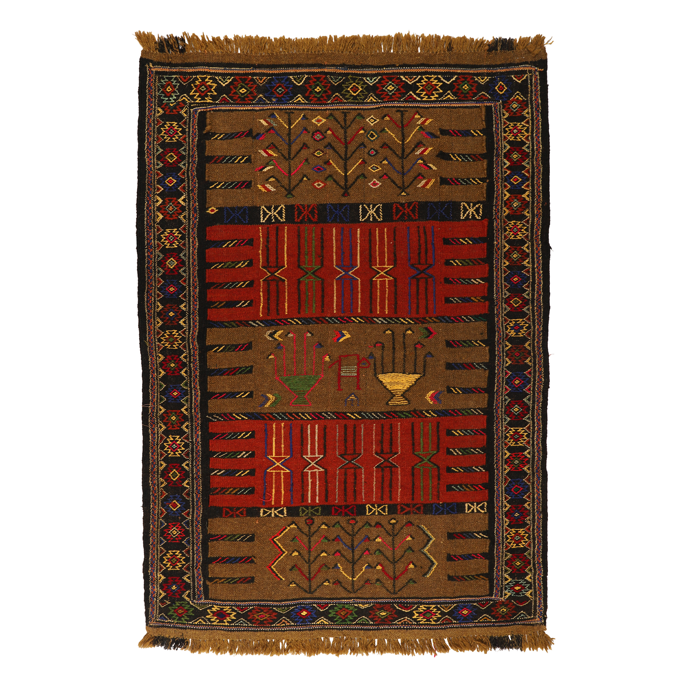 گلیم دستبافت دومتری طرح کردی کد 140439