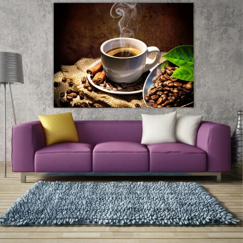 پوستر پارچه ای طرح مخمل قهوه مدل فنجان قهوه کد FP104646